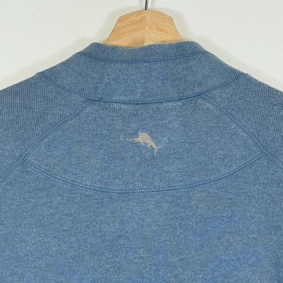 Tommy Bahama Mens Small Blue Grey Reversible Half Zip Casual Tight Knit Sweater‎ - Picture 5 of 11